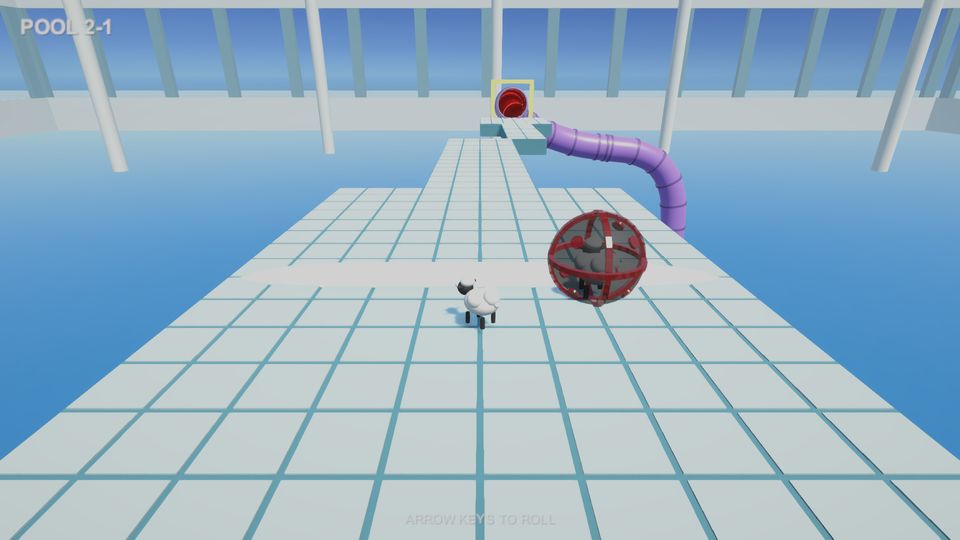 World 2, Pool: the sheep's ball on the first course